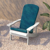 English Elm Commercial Grade - Set of 2 All-Weather Poly Resin Wood Adirondack Chairs in with Teal Cushions for Deck, Porch, and Patio