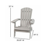 English Elm Commercial Grade - Set of 2 All-Weather Poly Resin Indoor/Outdoor Folding Adirondack Chairs in with Cushions for Deck, Porch, and Patio