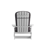 English Elm Commercial Grade - Set of 2 All-Weather Poly Resin Indoor/Outdoor Folding Adirondack Chairs in with Gray Cushions for Deck, Porch, and Patio