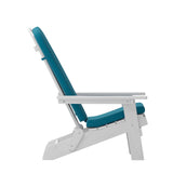 English Elm Commercial Grade - Set of 2 All-Weather Poly Resin Indoor/Outdoor Folding Adirondack Chairs in with Teal Cushions for Deck, Porch, and Patio