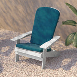 English Elm Commercial Grade - Set of 2 All-Weather Poly Resin Indoor/Outdoor Folding Adirondack Chairs in with Teal Cushions for Deck, Porch, and Patio