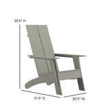 English Elm Commercial Grade - Set of 2 Modern All-Weather Poly Resin Wood Adirondack Chairs with Foot Rests in