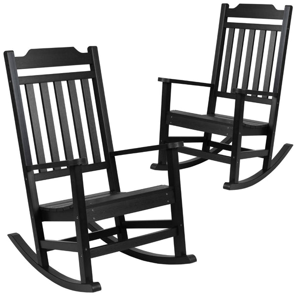 English Elm - Set of 2 All-Weather Rocking Chair in Faux Wood