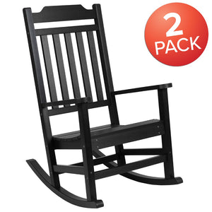 English Elm - Set of 2 All-Weather Rocking Chair in Faux Wood