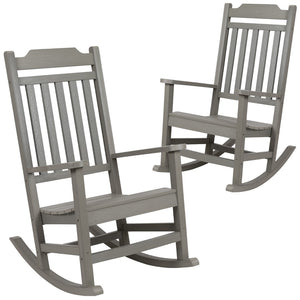 English Elm - Set of 2 All-Weather Rocking Chair in Faux Wood
