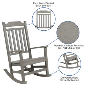 English Elm - Set of 2 All-Weather Rocking Chair in Faux Wood