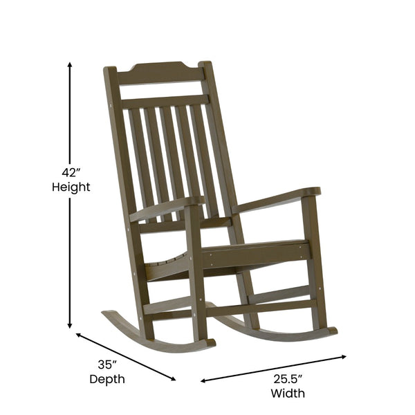 English Elm - Set of 2 All-Weather Rocking Chair in Faux Wood