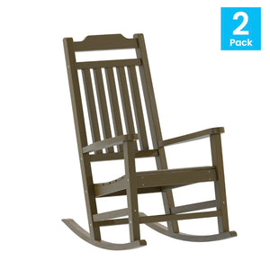 English Elm - Set of 2 All-Weather Rocking Chair in Faux Wood