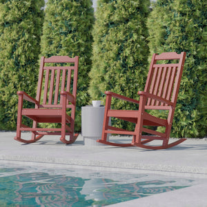 English Elm - Set of 2 All-Weather Rocking Chair in Faux Wood
