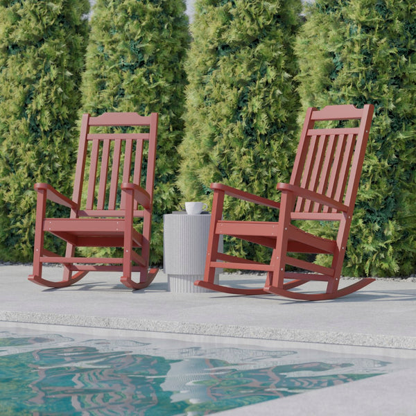 English Elm - Set of 2 All-Weather Rocking Chair in Faux Wood