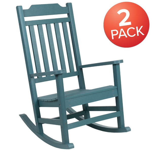English Elm - Set of 2 All-Weather Rocking Chair in Faux Wood