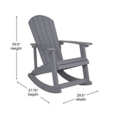 English Elm Commercial Grade - Set of 2 All-Weather Poly Resin Wood Adirondack Rocking Chairs in with Blue Cushions for Deck, Porch, and Patio