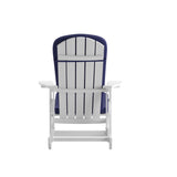 English Elm Commercial Grade - Set of 2 All-Weather Poly Resin Wood Adirondack Rocking Chairs in with Blue Cushions for Deck, Porch, and Patio