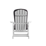 English Elm Commercial Grade - Set of 2 All-Weather Poly Resin Wood Adirondack Rocking Chairs in with Gray Cushions for Deck, Porch, and Patio