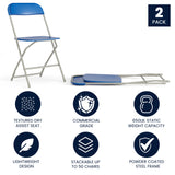 English Elm Commercial Grade Series Plastic Folding Chair - 2 Pack 650LB Weight Capacity Comfortable Event Chair-Lightweight Folding Chair