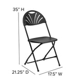 English Elm Commercial Grade 2 Pack Series 650 lb. Capacity Plastic Fan Back Folding Chair