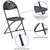 English Elm Commercial Grade 2 Pack Series 650 lb. Capacity Plastic Fan Back Folding Chair