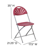 English Elm Commercial Grade 2 Pack Series 650 lb. Capacity Plastic Fan Back Folding Chair