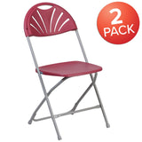 English Elm Commercial Grade 2 Pack Series 650 lb. Capacity Plastic Fan Back Folding Chair