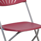 English Elm Commercial Grade 2 Pack Series 650 lb. Capacity Plastic Fan Back Folding Chair