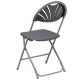 English Elm Commercial Grade 2 Pack Series 650 lb. Capacity Plastic Fan Back Folding Chair