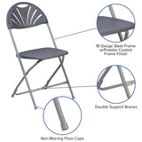 English Elm Commercial Grade 2 Pack Series 650 lb. Capacity Plastic Fan Back Folding Chair