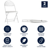 English Elm Commercial Grade 2 Pack Series 650 lb. Capacity Plastic Fan Back Folding Chair