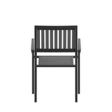 English Elm Commercial Grade - Set of 2 Commercial Indoor/Outdoor Stacking Club Chairs with Poly Resin Slatted Backs and Seats