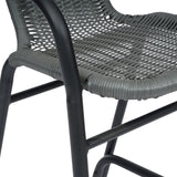 English Elm Commercial Grade - Set of 2 Commercial Grade Indoor-Outdoor PE Rattan Restaurant Barstool with Black Aluminum Frame and Footrest