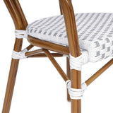 English Elm Commercial Grade 2 Pack Indoor/Outdoor Commercial Thonet French Bistro Stacking Chair with Arms, White and PE Rattan and Bamboo Aluminum Frame in Natural