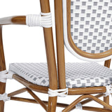 English Elm Commercial Grade 2 Pack Indoor/Outdoor Commercial Thonet French Bistro Stacking Chair with Arms, White and PE Rattan and Bamboo Aluminum Frame in Natural