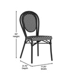 English Elm Commercial Grade 2 Pack Indoor/Outdoor Commercial Thonet French Bistro Stacking Chair, and White PE Rattan and Aluminum Frame