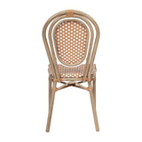 English Elm Commercial Grade 2 Pack Indoor/Outdoor Commercial Thonet French Bistro Stacking Chair, Natural/ PE Rattan and Bamboo Print Aluminum Frame in Light Natural