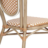 English Elm Commercial Grade 2 Pack Indoor/Outdoor Commercial Thonet French Bistro Stacking Chair, Natural/ PE Rattan and Bamboo Print Aluminum Frame in Light Natural