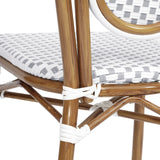 English Elm Commercial Grade 2 Pack Indoor/Outdoor Commercial Thonet French Bistro Stacking Chair, White and PE Rattan and Bamboo Print Aluminum Frame in Natural