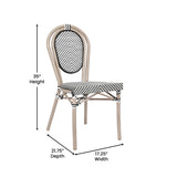 English Elm Commercial Grade 2 Pack Indoor/Outdoor Commercial Thonet French Bistro Stacking Chair, /White Textilene and Bamboo Print Aluminum Frame in LT Natural