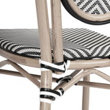 English Elm Commercial Grade 2 Pack Indoor/Outdoor Commercial Thonet French Bistro Stacking Chair, /White Textilene and Bamboo Print Aluminum Frame in LT Natural