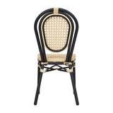 English Elm Commercial Grade 2 Pack Indoor/Outdoor Commercial Thonet French Bistro Stacking Chair, Natural PE Cane Rattan and Aluminum Frame