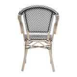 English Elm Commercial Grade 2 Pack Indoor/Outdoor Commercial French Bistro Stacking Chair with Arms, /White Textilene and Bamboo Aluminum Frame in LT Natural