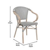 English Elm Commercial Grade 2 Pack Indoor/Outdoor Commercial French Bistro Stacking Chair with Arms, /White Textilene and Bamboo Aluminum Frame in LT Natural