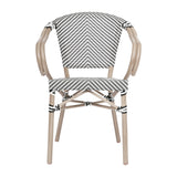 English Elm Commercial Grade 2 Pack Indoor/Outdoor Commercial French Bistro Stacking Chair with Arms, /White Textilene and Bamboo Aluminum Frame in LT Natural