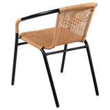 English Elm Commercial Grade 2 Pack Rattan Indoor-Outdoor Restaurant Stack Chair