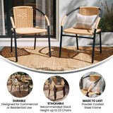 English Elm Commercial Grade 2 Pack Rattan Indoor-Outdoor Restaurant Stack Chair