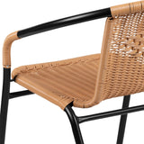 English Elm Commercial Grade 2 Pack Rattan Indoor-Outdoor Restaurant Stack Chair