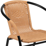 English Elm Commercial Grade 2 Pack Rattan Indoor-Outdoor Restaurant Stack Chair