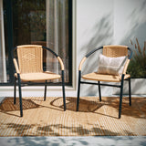 Commercial Grade Rattan Stack Chairs, 2-Pack - Indoor/Outdoor Use, 352 lb. Capacity