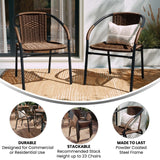 English Elm Commercial Grade 2 Pack Rattan Indoor-Outdoor Restaurant Stack Chair