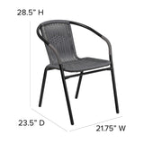 English Elm Commercial Grade 2 Pack Rattan Indoor-Outdoor Restaurant Stack Chair