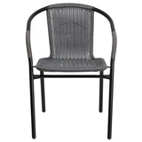 English Elm Commercial Grade 2 Pack Rattan Indoor-Outdoor Restaurant Stack Chair