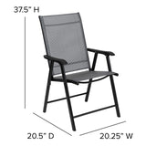 English Elm Commercial Grade Outdoor Folding Patio Sling Chair with Frame (2 Pack)